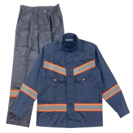 Design of navy blue reflective strip work clothes suit, customized men's road construction highway rescue work clothes, landscaping reflective parking lot, reflective strip design, polyester fiber 65%, cotton 35%   SKWK165 Design of navy blue reflective strip work clothes suit, customized men's road construction highway rescue work clothes, landscaping reflective parking lot, reflective strip design, polyester fiber 65%, cotton 35%   SKWK165